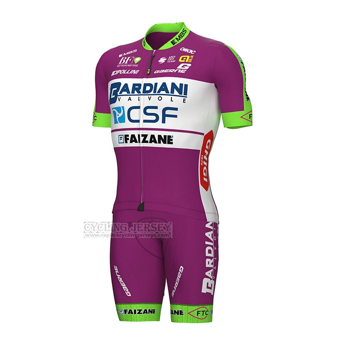 2022 Cycling Jersey Bardiani Csf Purple Short Sleeve and Bib Short